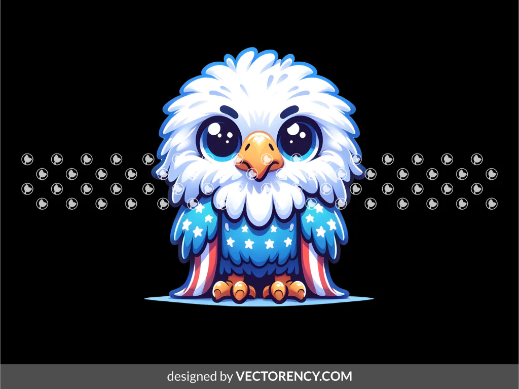 Cute Tiny Cartoon American Eagle PNG