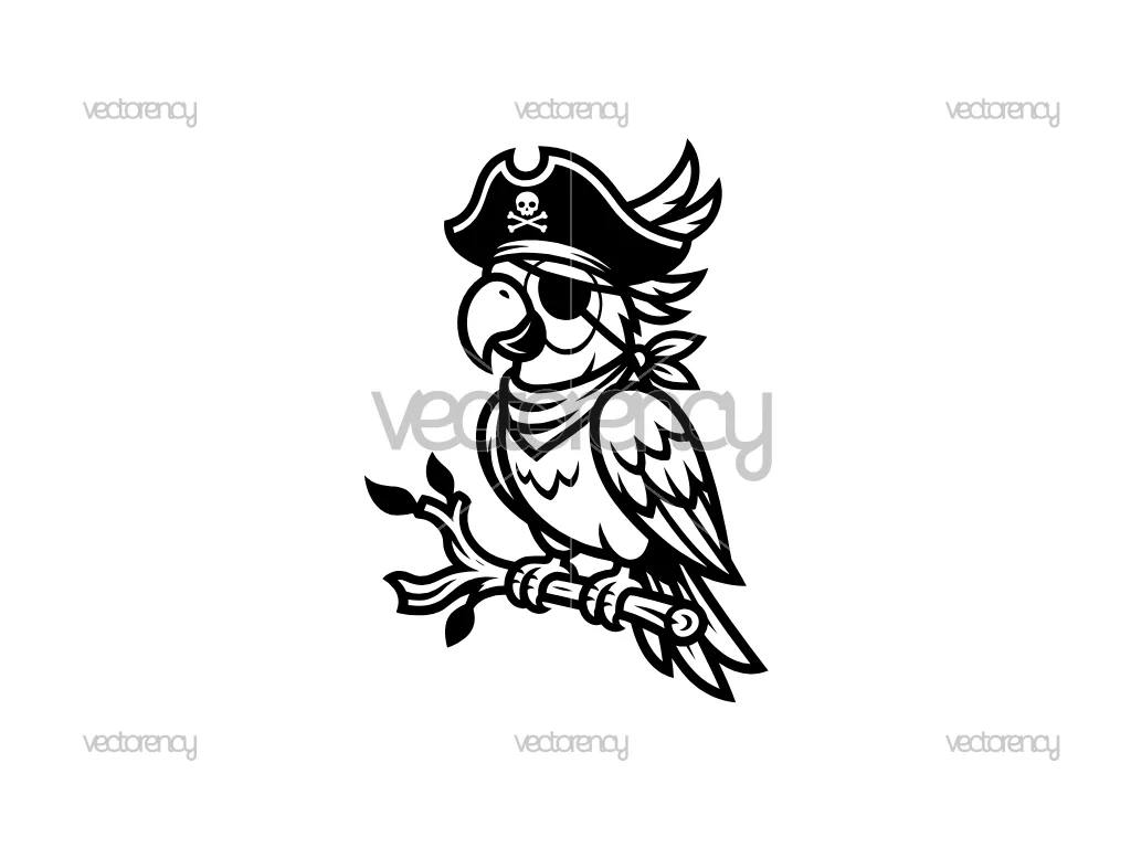 Cartoon Pirate Parrot Vector