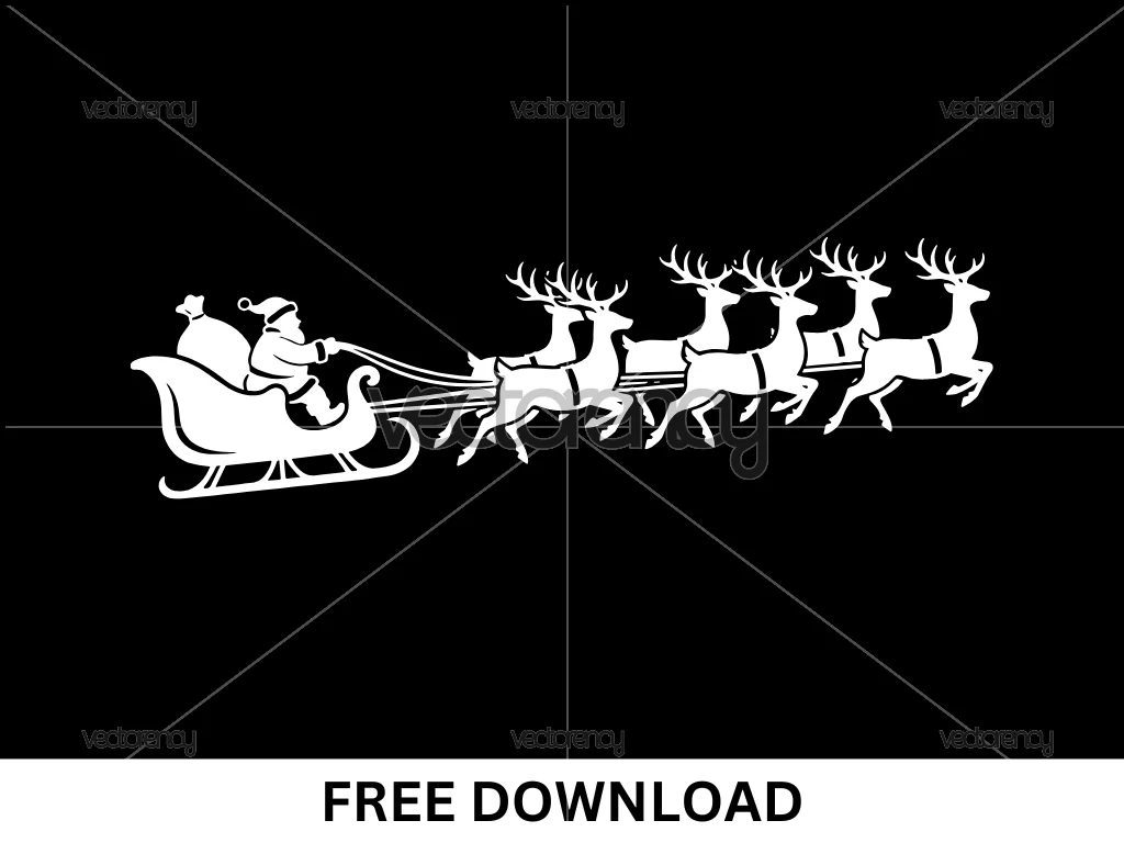 Santa Claus's Sleigh and Reindeer SVG Free Download