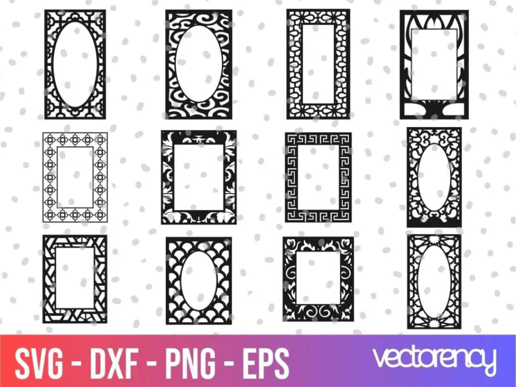 12 Vector Type Frames For CNC Laser Cutting