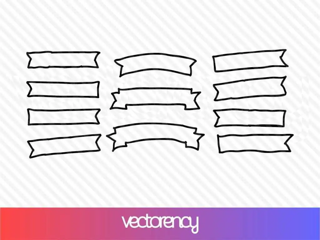 11 Ribbons Hand Drawn Vector