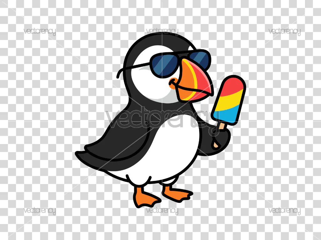 Summer Puffin with Sunglasses Clipart PNG