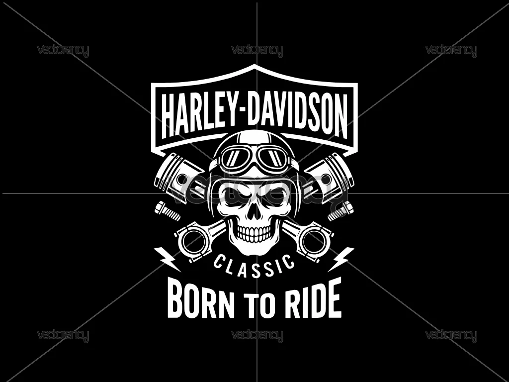 Classic Born To Ride Skull Vector Premium Design