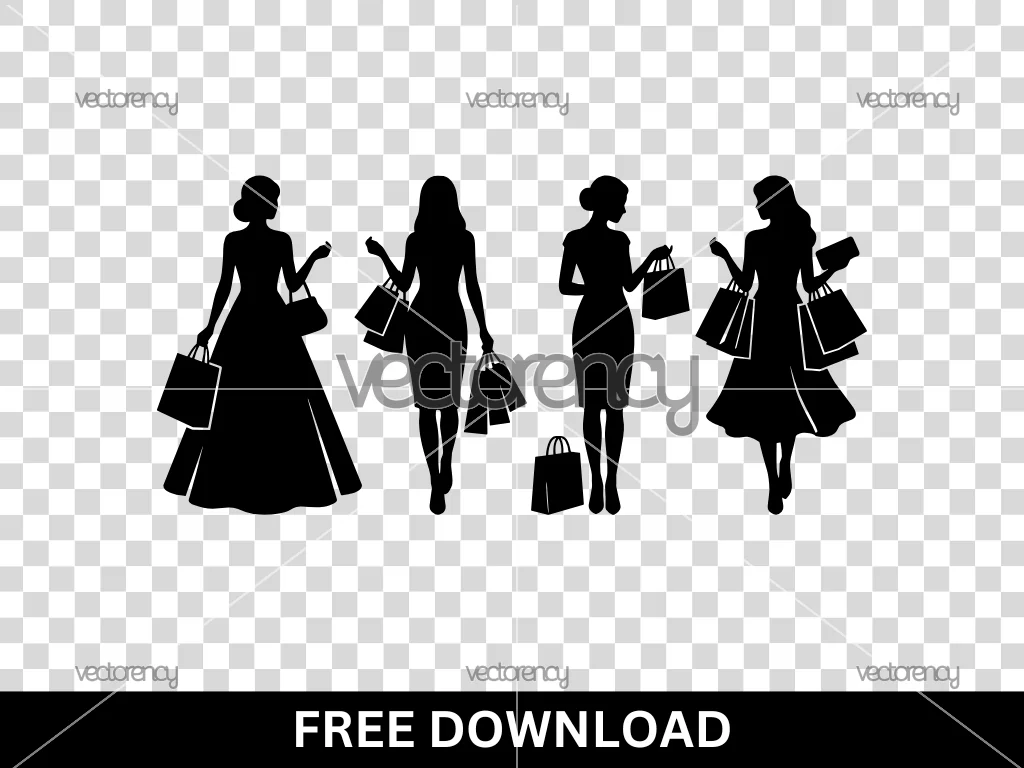 Female Shopping with Elegant Dress Silhouette