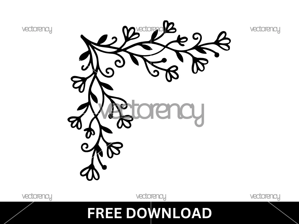 Floral Flower Vector Line Art Illustration Free