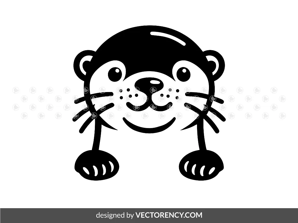 Cute Peeking Otter Image PNG SVG Vector