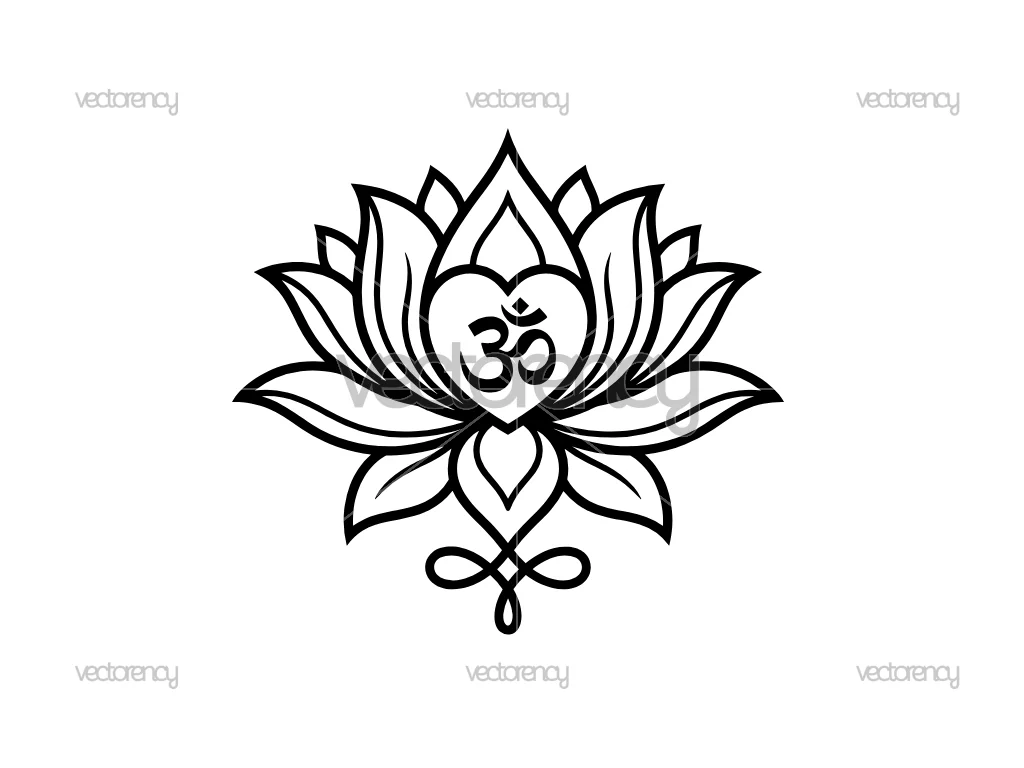 Boho Lotus Om Symbol SVG Cricut Cut File