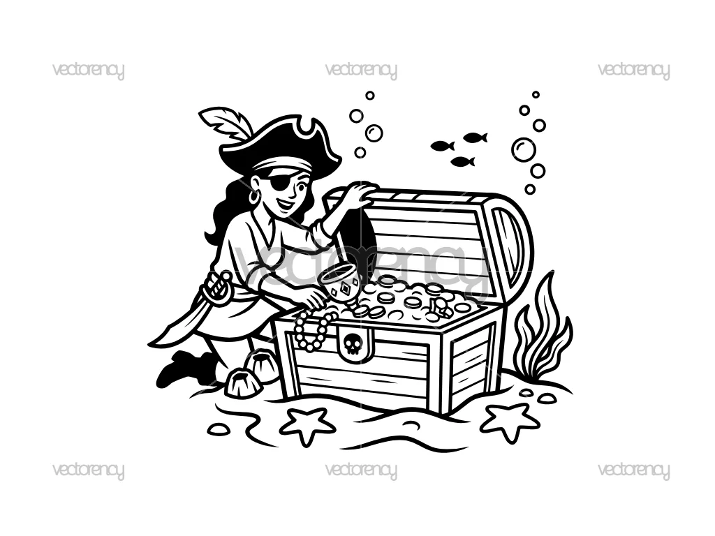 Pirate Woman Vector Illustration SVG