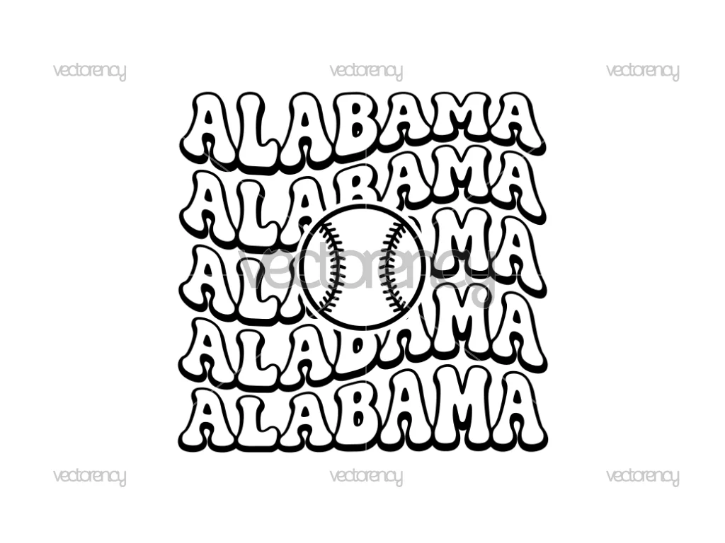 Baseball Style Name SVG File Alabama PNG