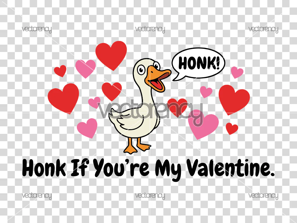 Honk If You’re My Valentine Cute Cartoon Honking Goose