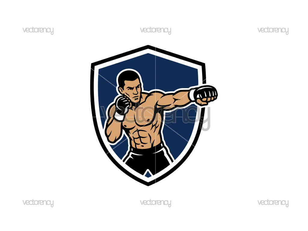 MMA Boxing Cartoon Mascot Logo Vector SVG Image