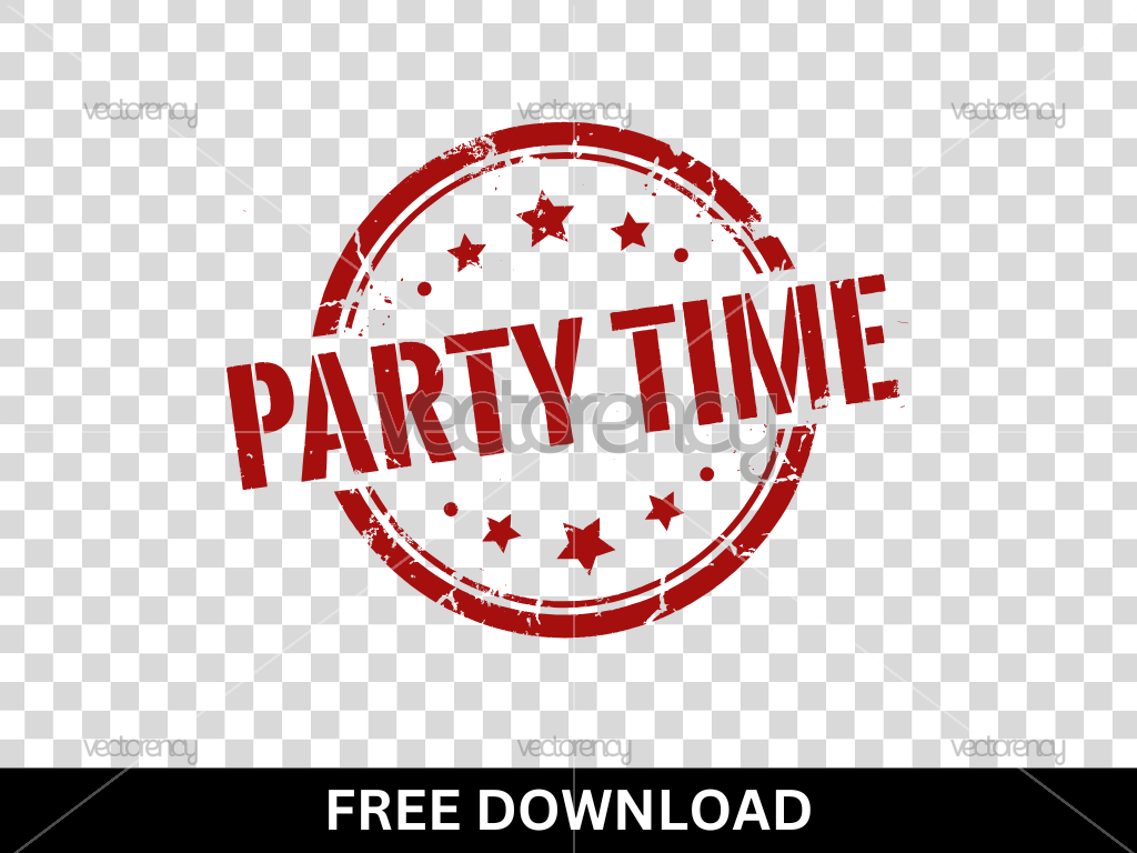 Free Party Time Label Text Stamp Vector PNG SVG