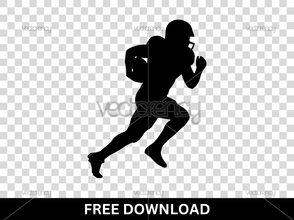 American Football Silhouette Running SVG Cut File Free