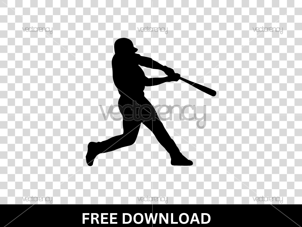 Baseball Player Silhouette SVG Free Download