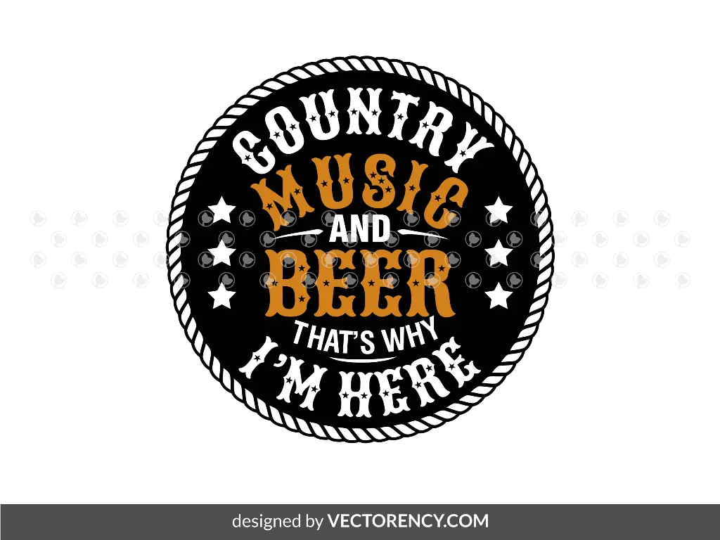 Country Music and Beer Image Vector PNG EPS