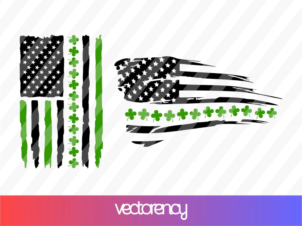 St Patrick’s Day USA Flag Shamrocks Irish SVG