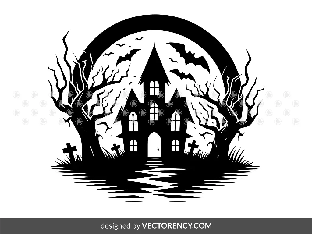 Haunted House Clipart Halloween Vector PNG