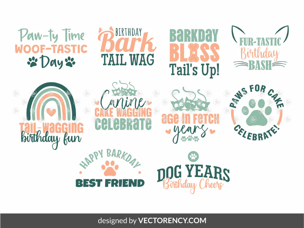 Birthday Dog Bandana SVG Bundle, PNG, EPS