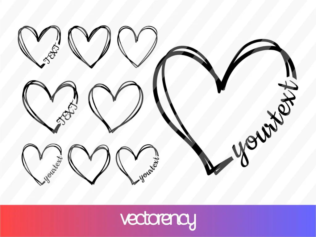 Doodle Hand Drawn Heart SVG Bundle