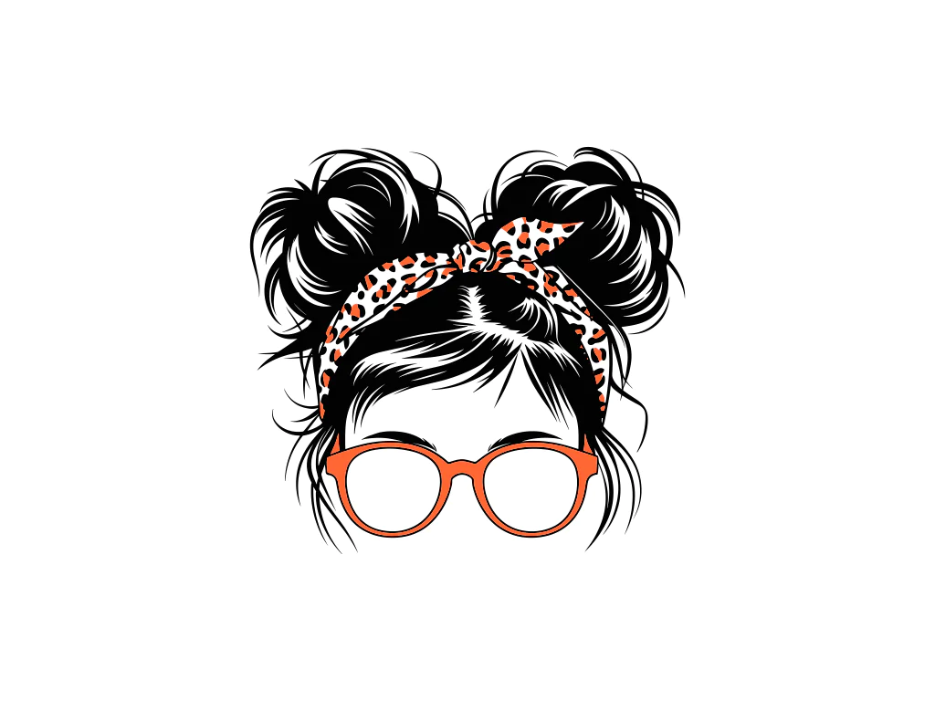 Messy Bun Bandana Leopard SVG PNG EPS Download