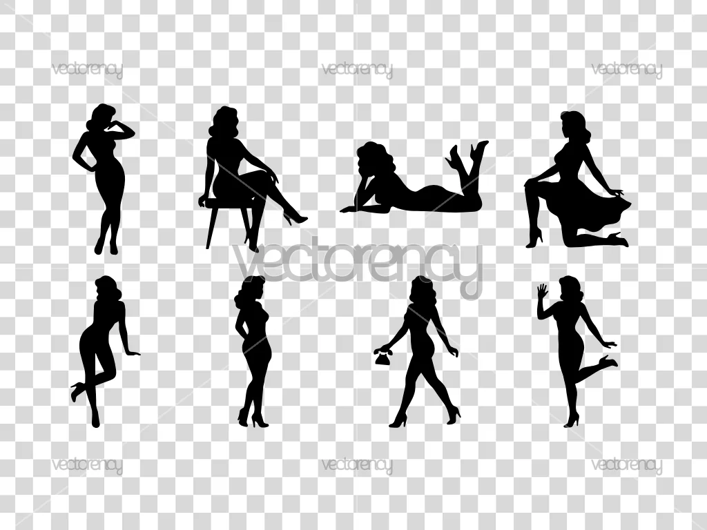 Pin Up Girls Silhouette Vector