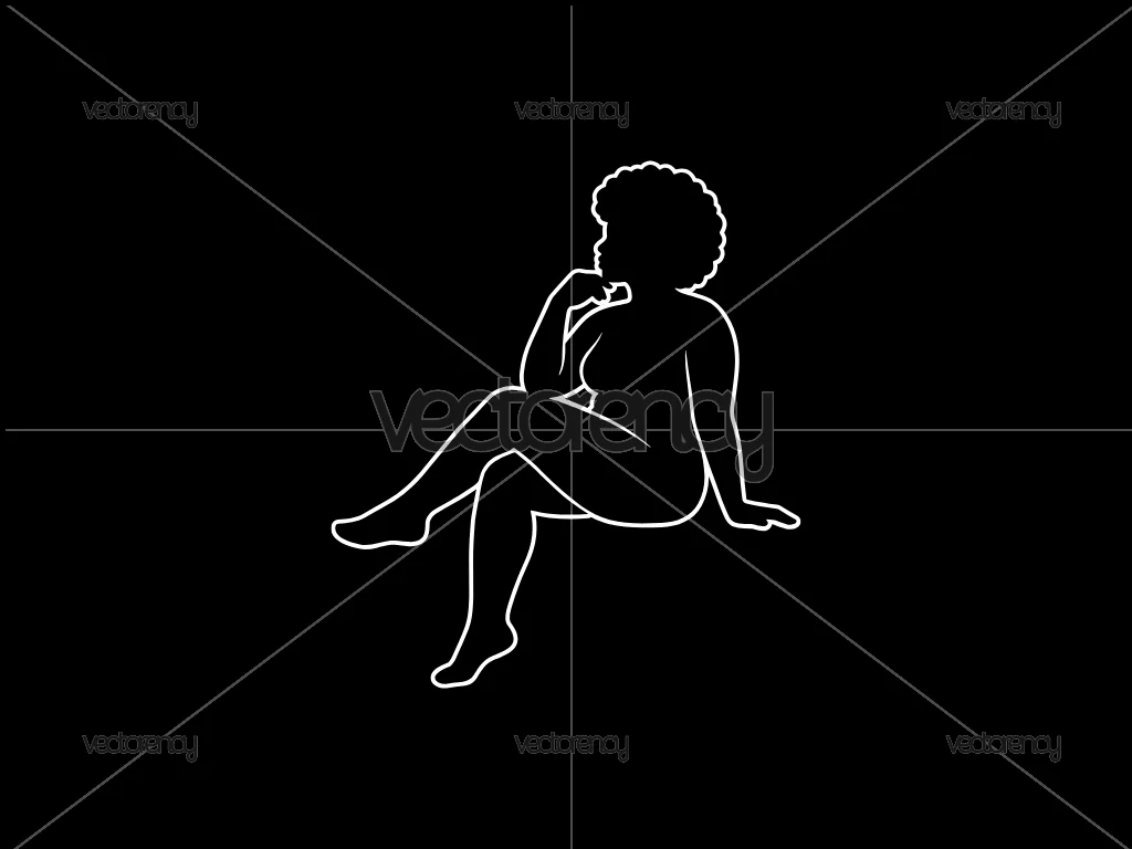 Thick Curvy Afro Mudflap Girl SVG, Chubby Trucker Girl Outline PNG