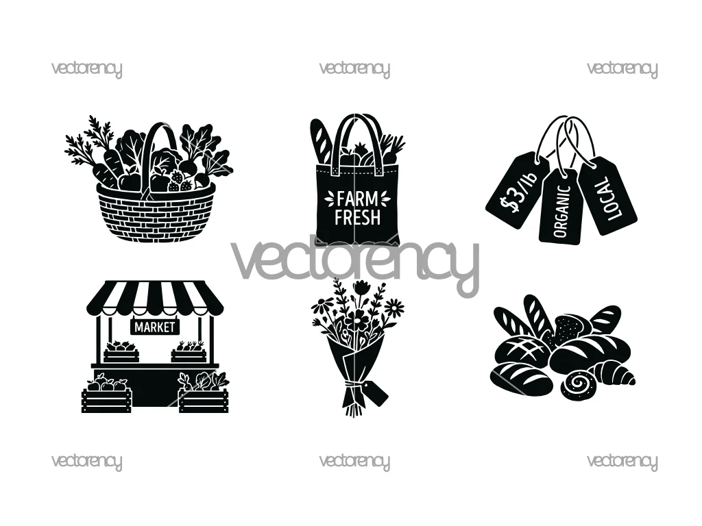 Farmers Market Morning, Produce, Tote Bag, Price Tags SVG Image