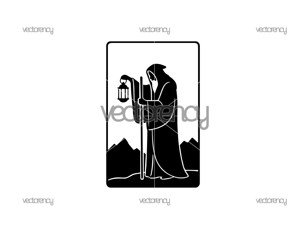 The Hermit Tarot Card SVG Cricut