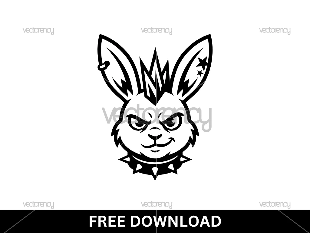 Punk Bunny Vector Digital Download Free SVG