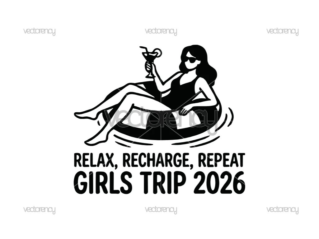 Relax Recharge Repeat Girls Trip SVG Clipart Image