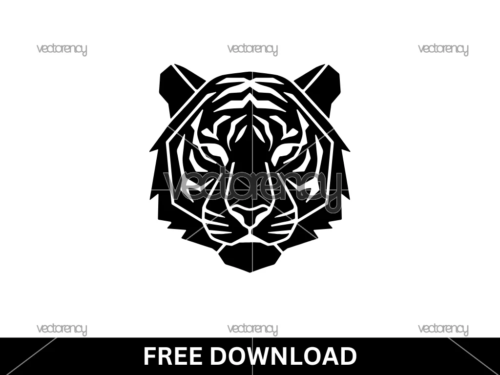 Tiger Head Icon SVG Geometric Animal Head Vector SVG Free