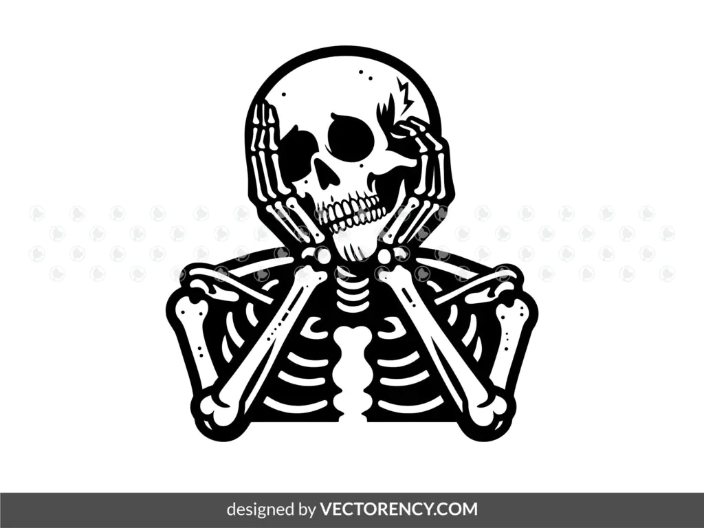 Skeleton Bored Illustration SVG Vector