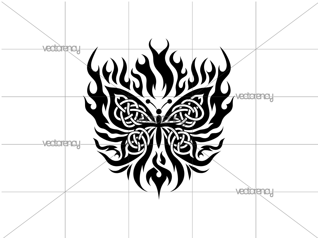 Butterfly Tattoo Designs Celtic Flames SVG