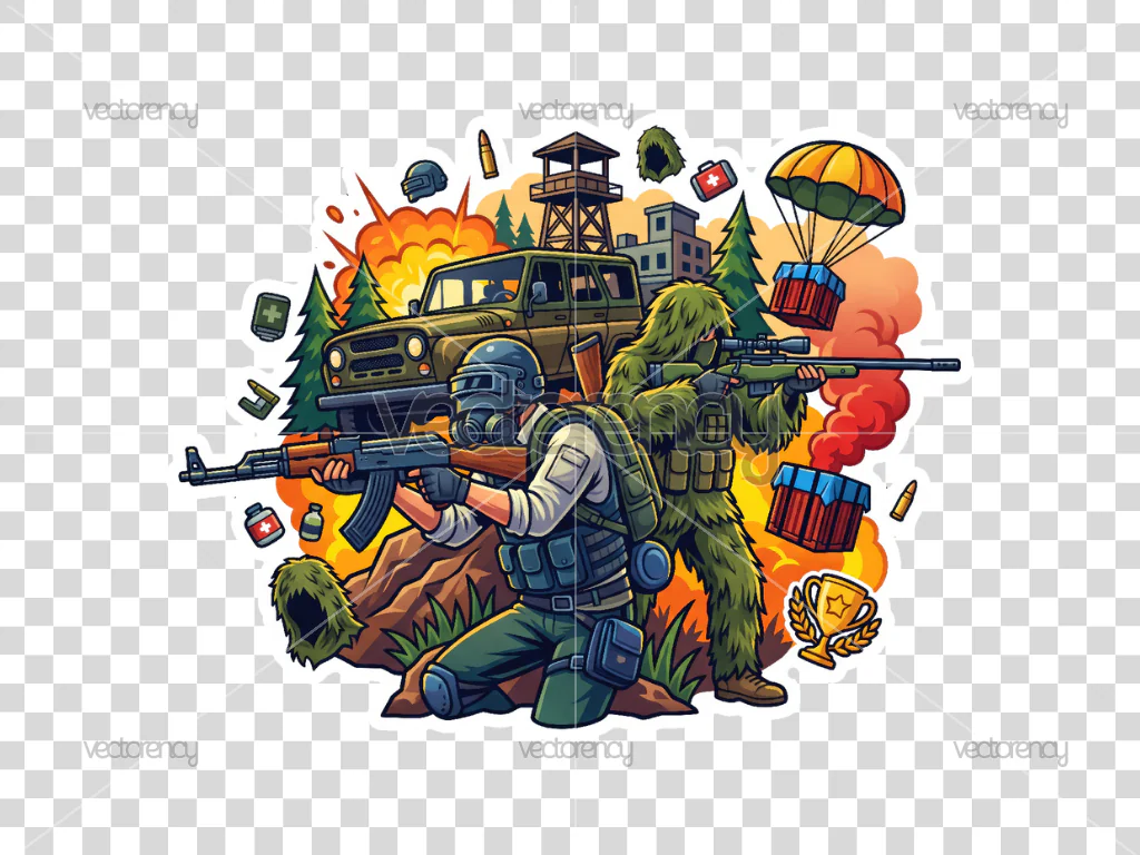 Battleground Online Game Cake Topper PNG Cartoon