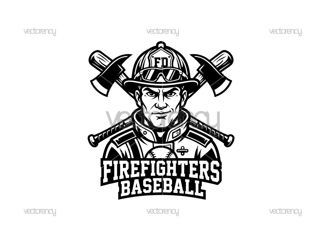 Firefighters Baseball Vector Illustration PNG SVG