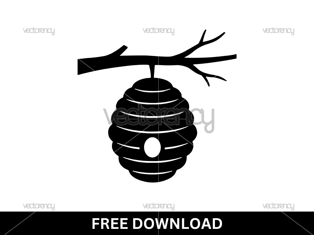 Beehive Hanging From Tree Branch SVG Cut File Free