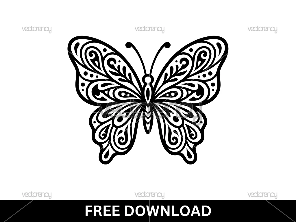 Butterfly Boho Groovy Clipart SVG Free