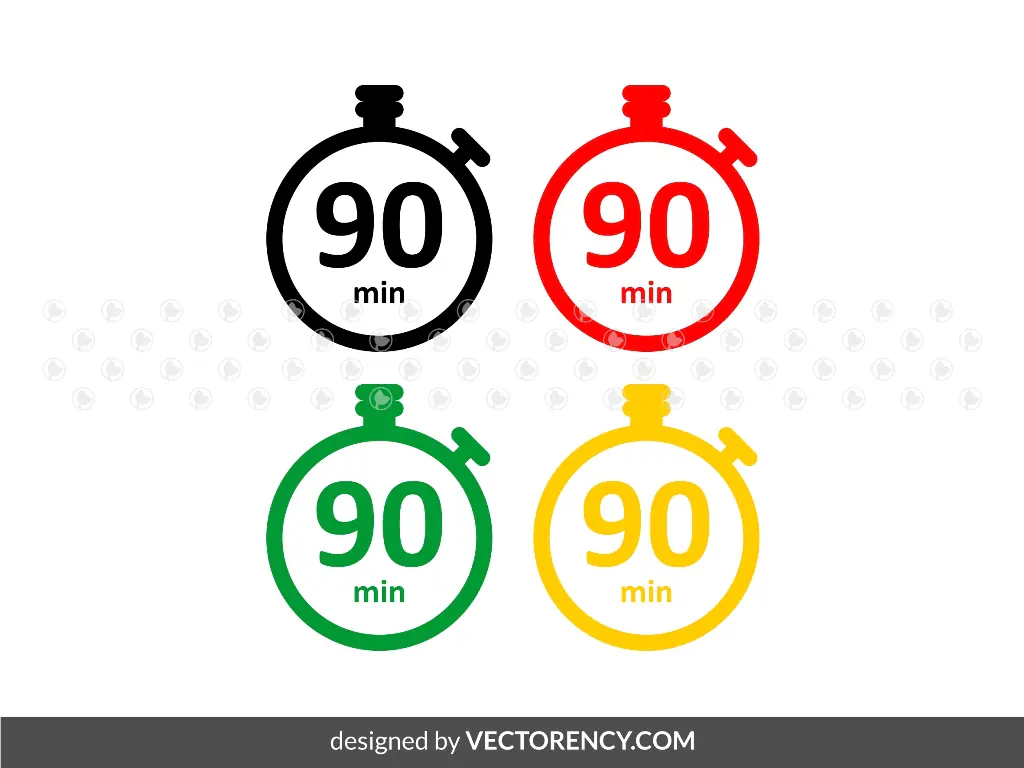 90 min SVG, Minutes Timers Clock Vector, Measure PNG