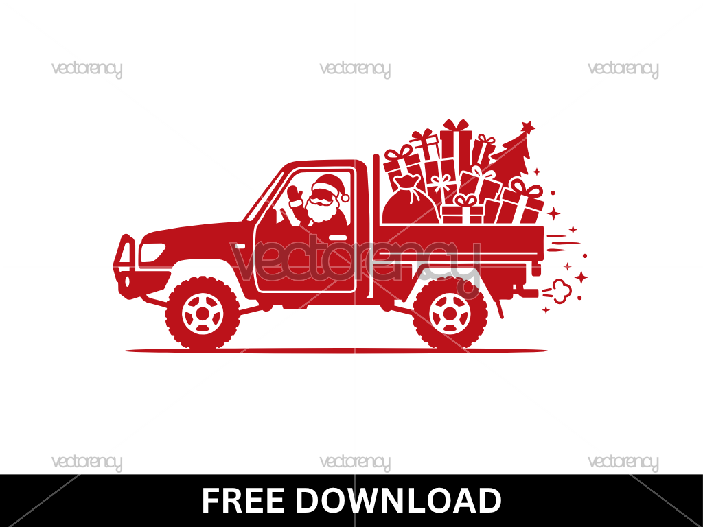 Santa Truck SVG Vector Free