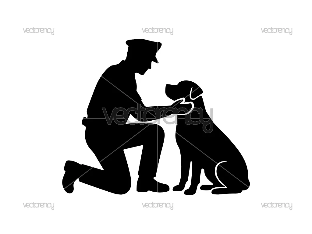 Police Cop with Rottweiler Dog K9 SVG Cricut