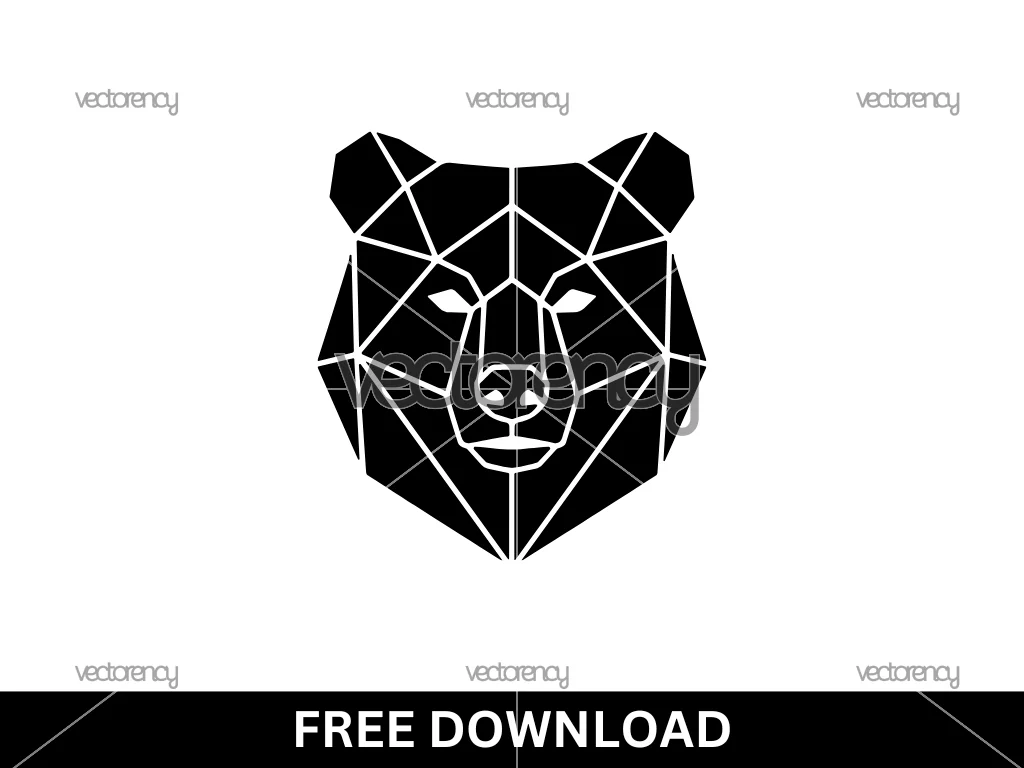 Free Bear Head Logo Geometric Animal Head Vector SVG