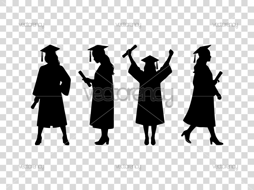 Female Graduation Silhouette Vector SVG Cut File