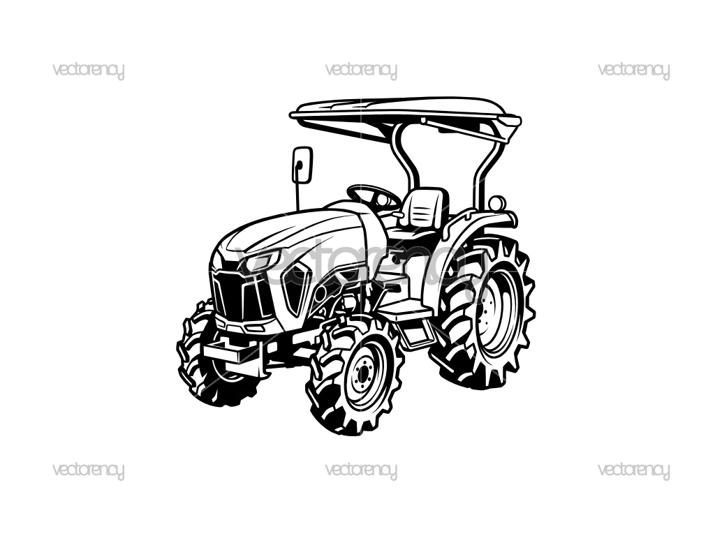 Tractor Kubota Vector Clipart SVG PNG EPS DXF