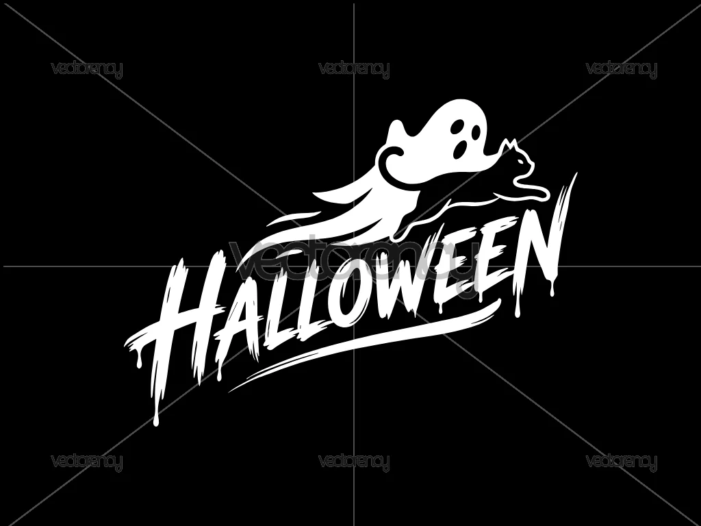Ghost With Black Cat Halloween SVG