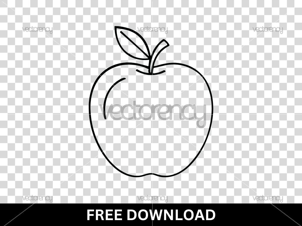 Apple Outline Clipart SVG Free