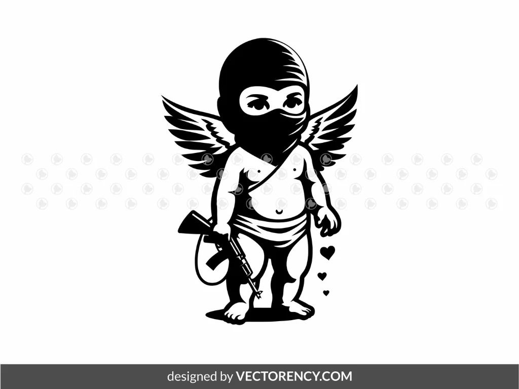 Baby Cupid Gangster SVG, Balaclava Face Mask Cut Files Cupid