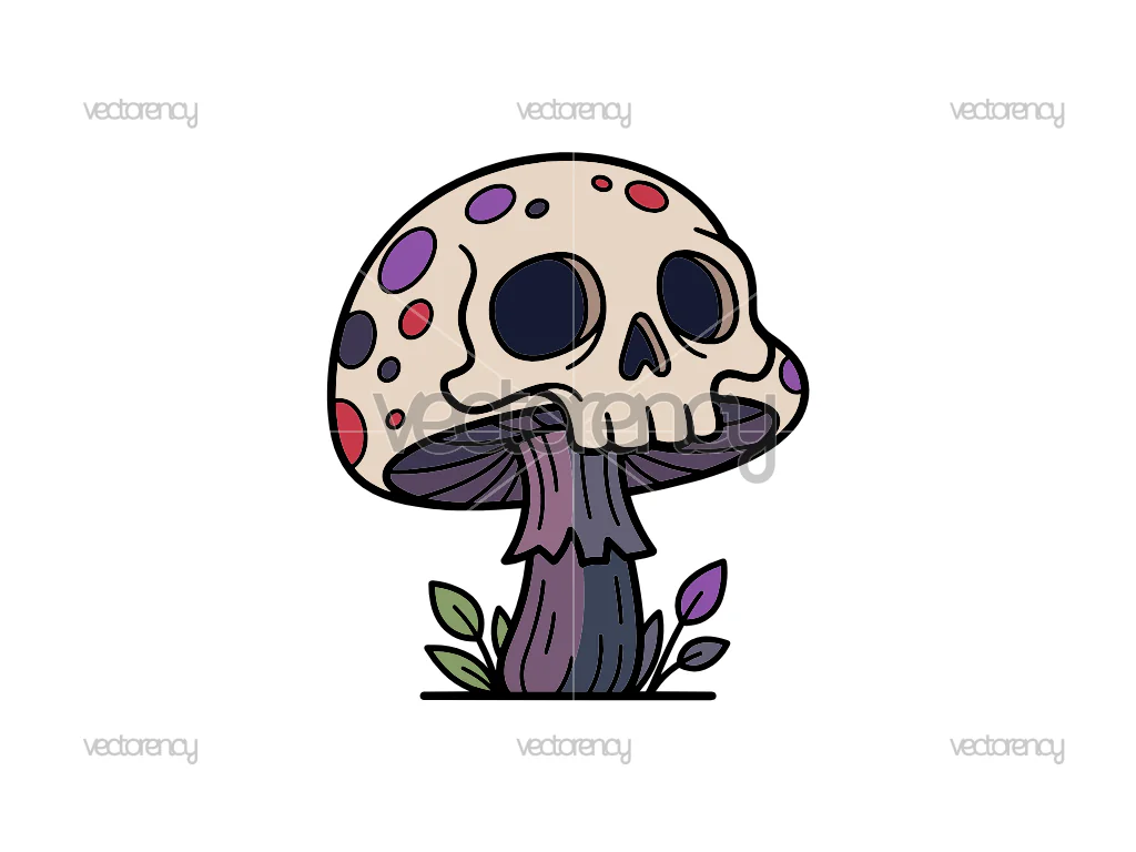 Vector Illustration Poisonous Skull Mushroom Vector