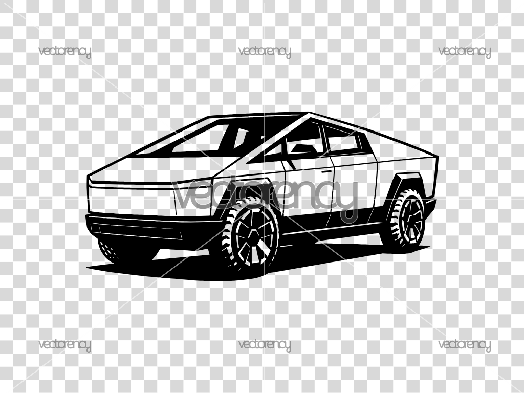 Cybertruck Car SVG Outline Vector PNG