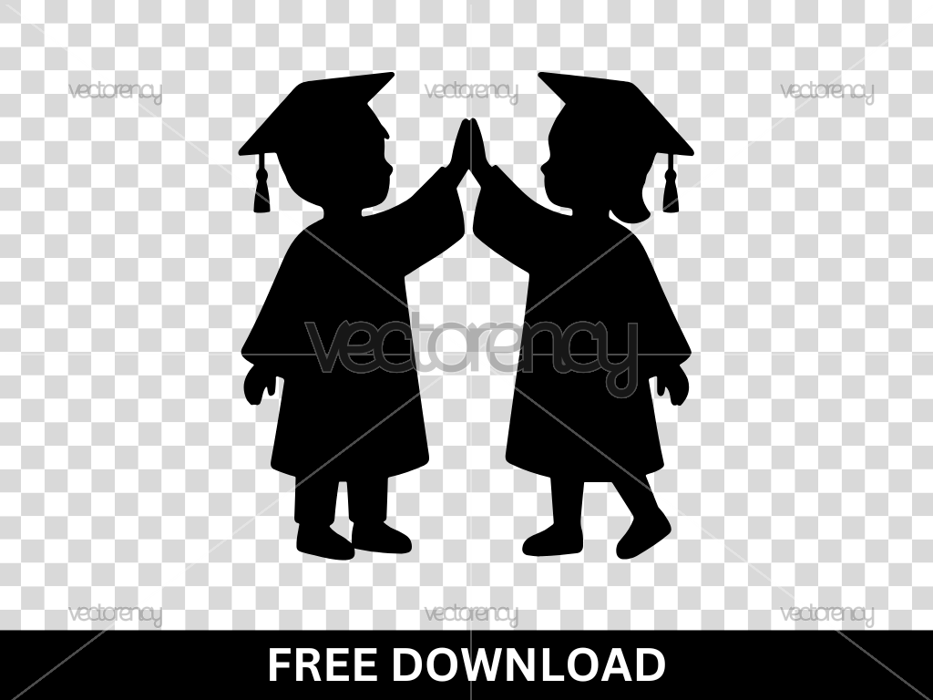 Happy Graduation Kids Silhouette SVG Free