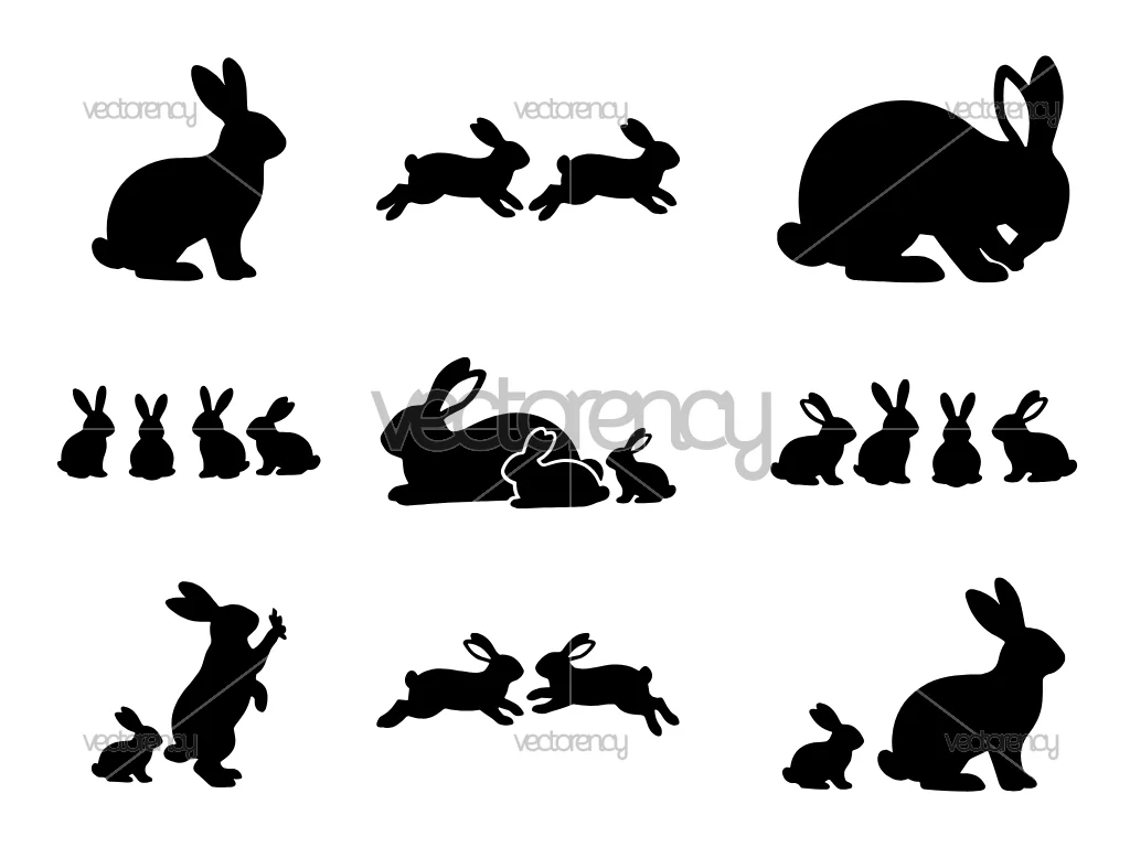 Rabbit Silhouette SVG Cricut Bundle